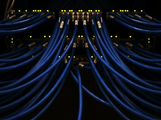 a bunch of blue wires connected to each other